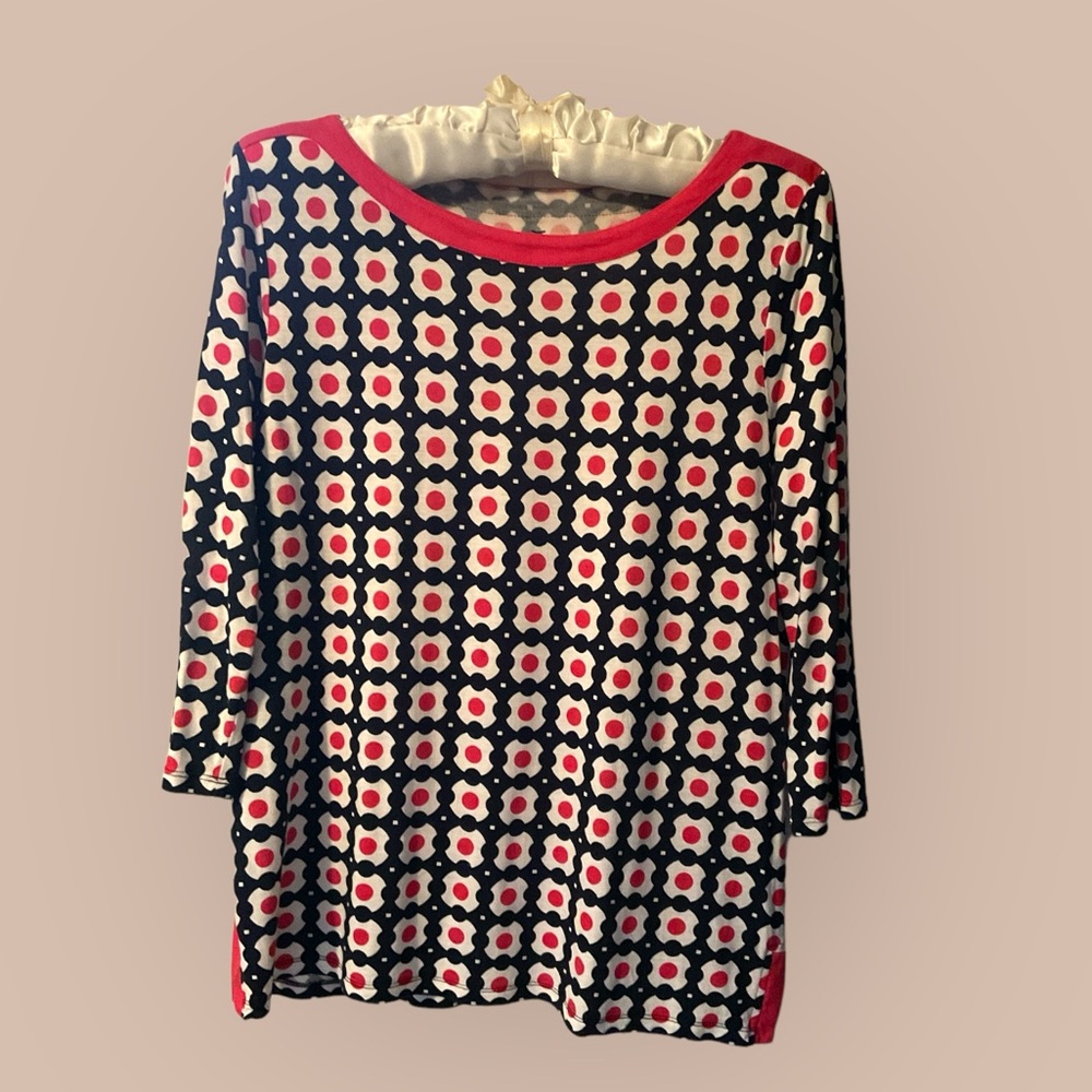 Talbots Pink and Navy Blouse